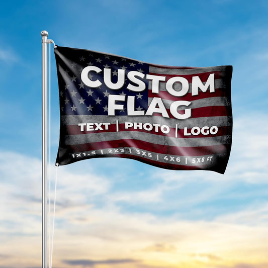 Custom Flagg_New by DreamController 1'x1.5' to 5'x8' with Business Logo, Image or Text | Personalized Outdoor Flags Banner with Grommets for Advertising, Events | Made in USA | Fast delivery | HD