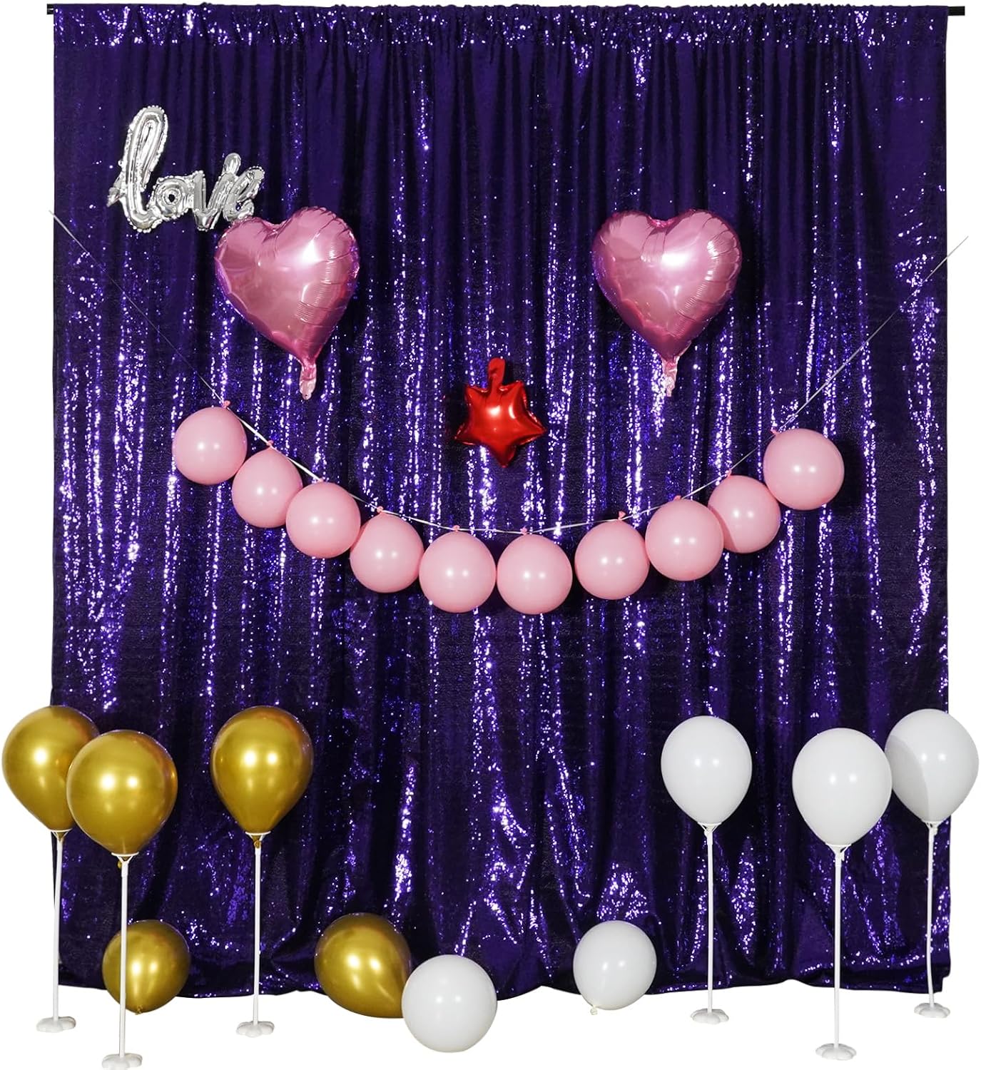 Poise3EHome 10Ft x 10Ft Purple Sequin Backdrop Curtain, Glitter Thick Satin Background Drapes, Sparkly Opaque Photography Curtain, Sequence Backdrop for Halloween Wedding Party Decor