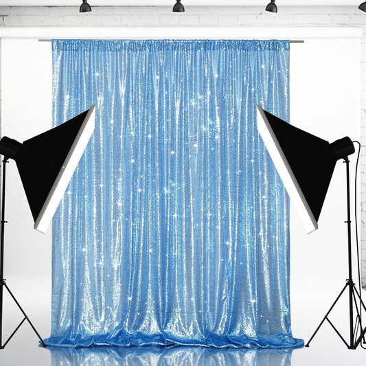 Eternal Beauty Baby Blue Sequin Backdrop, 10x10 Ft Glitter Background Curtains for Shimmer Photography Party Wedding Birthday Back Drop Decor