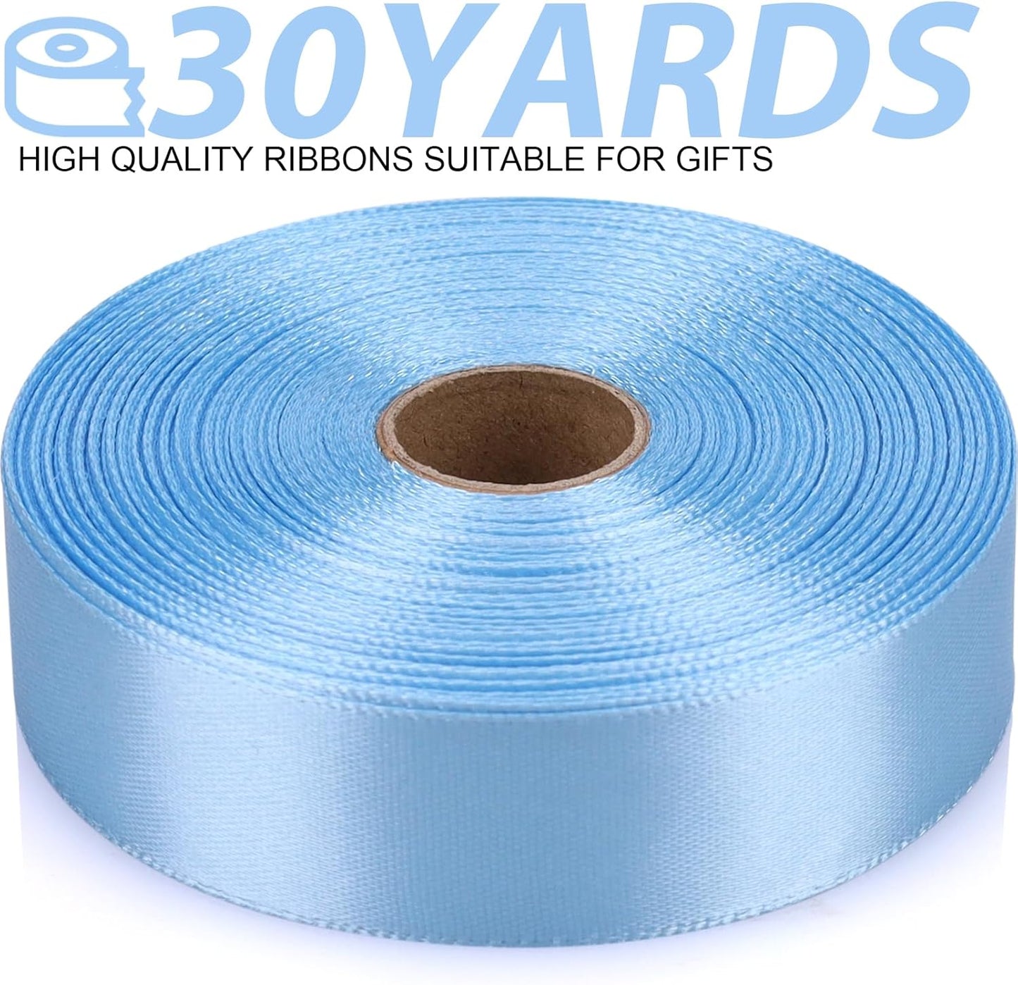 Sky Blue Satin Craft Ribbon - 7/8 Inch, 30 Yards - Polyester, Multiple Occasions