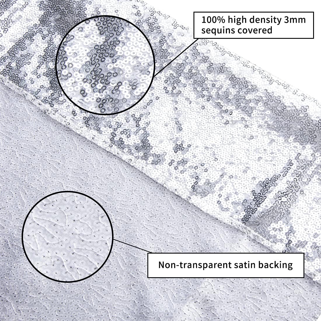 Poise3EHome 8Ft x 8Ft Silver Sequin Backdrop, Glitter Thick Satin Background Drapes, Sparkly Opaque Photography Curtain Backdrop for Wedding Party Festival Decor