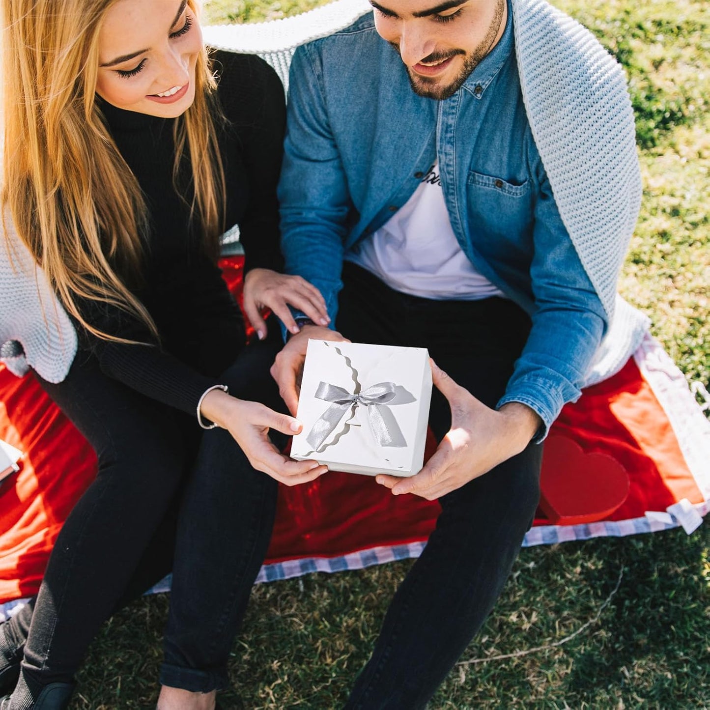 VGOODALL 10PCS Gift Boxes with Ribbon, Small White Candy Box Paper Treat Boxes for Wedding Cookie Chocolates Small Gifts