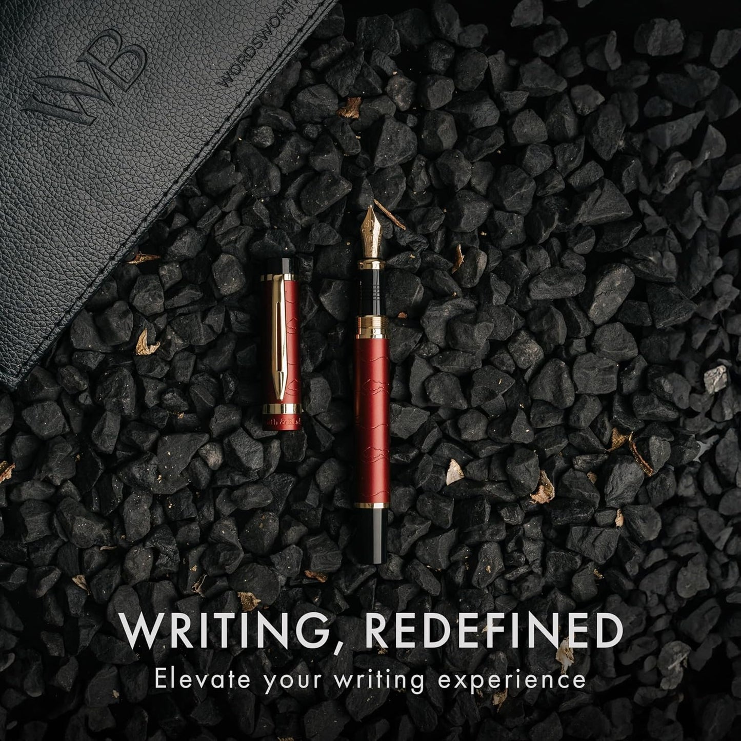 Wordsworth & Black Primori Fountain Pen Set [Red Gold]; Medium Nib, Gift Case, 24 Ink Cartridges, Refill Converter, Manual; Journaling, Calligraphy, Smooth Writing Pens; Left and Right Handed