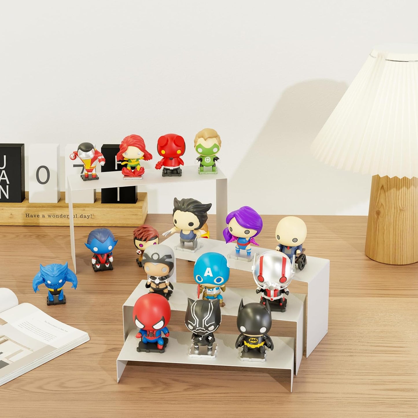 Black Matte Metal Display Stand,8 Pcs 2 Set Display Risers, Metal Rectangular Display Shelf for Showcase, Dessert, Toys, Perfume (8Pcs-Black, L7''x8''x9'')