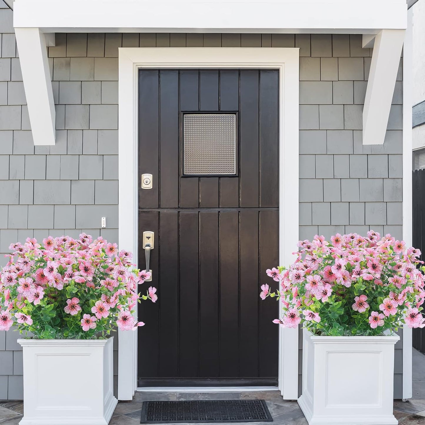 12 Bundles Artificial Flowers Outdoor UV Resistant Fake Plastic Plants Indoor Outside Hanging Plants Garden Porch Window Box Home Wedding Farmhouse Festive Shrub Decor (Pink)