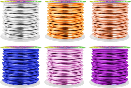 Mandala Crafts 8 Gauge Anodized Aluminum Craft Wire for Jewelry Making - 120 FT Colored Flexible Silver Copper Gold True Blue Purple Pink Wire - Bendable for Bonsai Armature Crafting Sculpting
