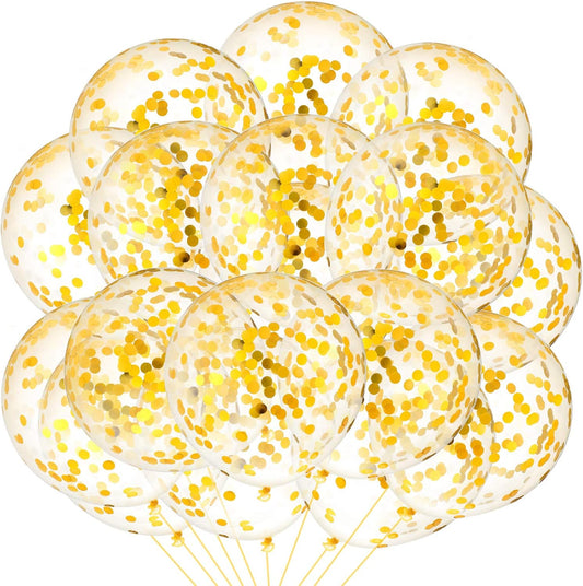 10 Pieces 18 Inch Glitter Confetti Balloons Paper Dots Confetti Shiny Latex Large Balloons for Birthday Wedding Party Decorations(Gold)