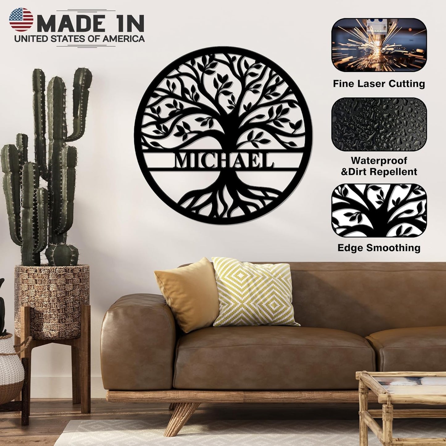 Personalized Wedding Gift for Couple, Custom Tree of Life Metal Wall Art Sign, Monogram Family Last Name Outdoor Decor Sign, Christmas Valentine's Day Housewarming Gifts