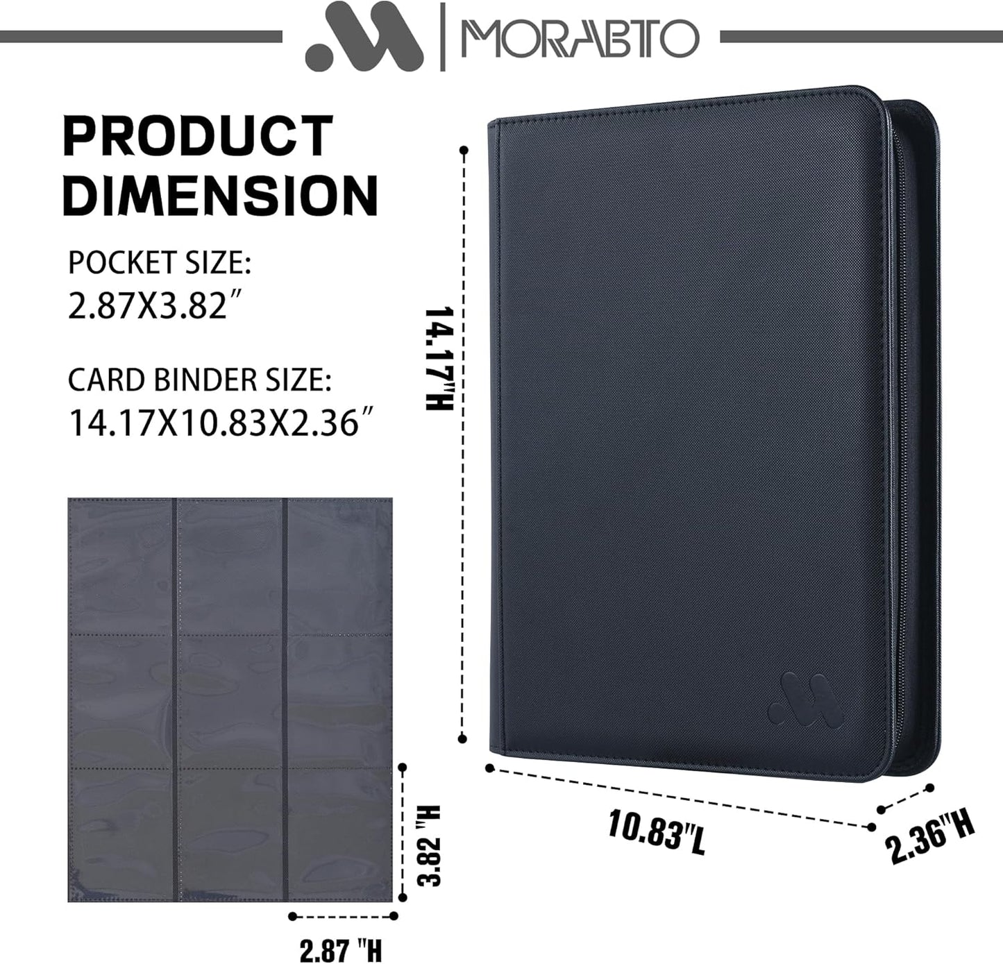 Card Binder 9 Pockets,Trading Card Binder Holds up to 864 Cards with 48 Sleeves,Zipper Card Holder Album Compatible with TCG Card/Game Cards/Sports Card