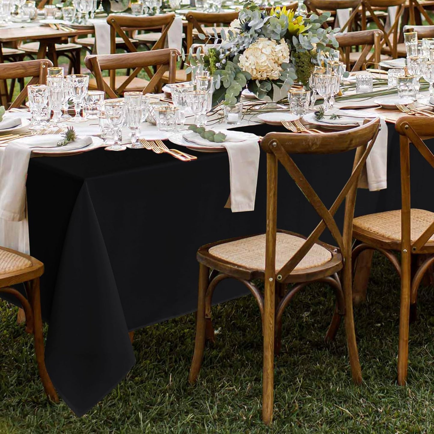 Fitable 8 Pack Table Cloth Rectangle Table: Stain and Wrinkle Resistant Tablecloth Rectangular, Washable Polyester Tablecloths for Wedding Party Dining Banquet Event Catering(Black, 70x108 Inch)