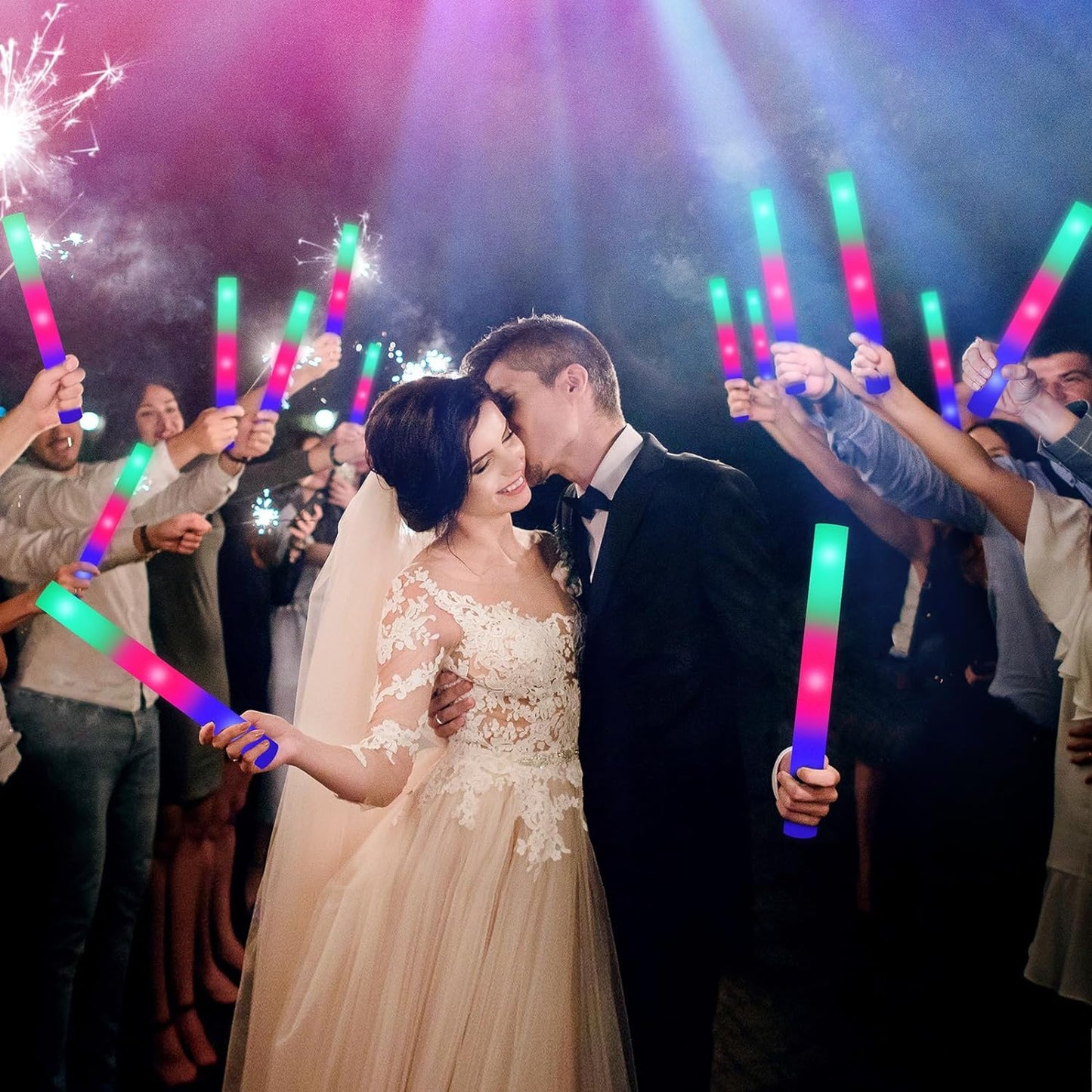 240 Pack LED Foam Sticks, Glow Stick Bulk Party Pack with 3 Modes Colorful Flashing, Glow in the Dark Party Supplies for Wedding, Raves, Concert, Camping