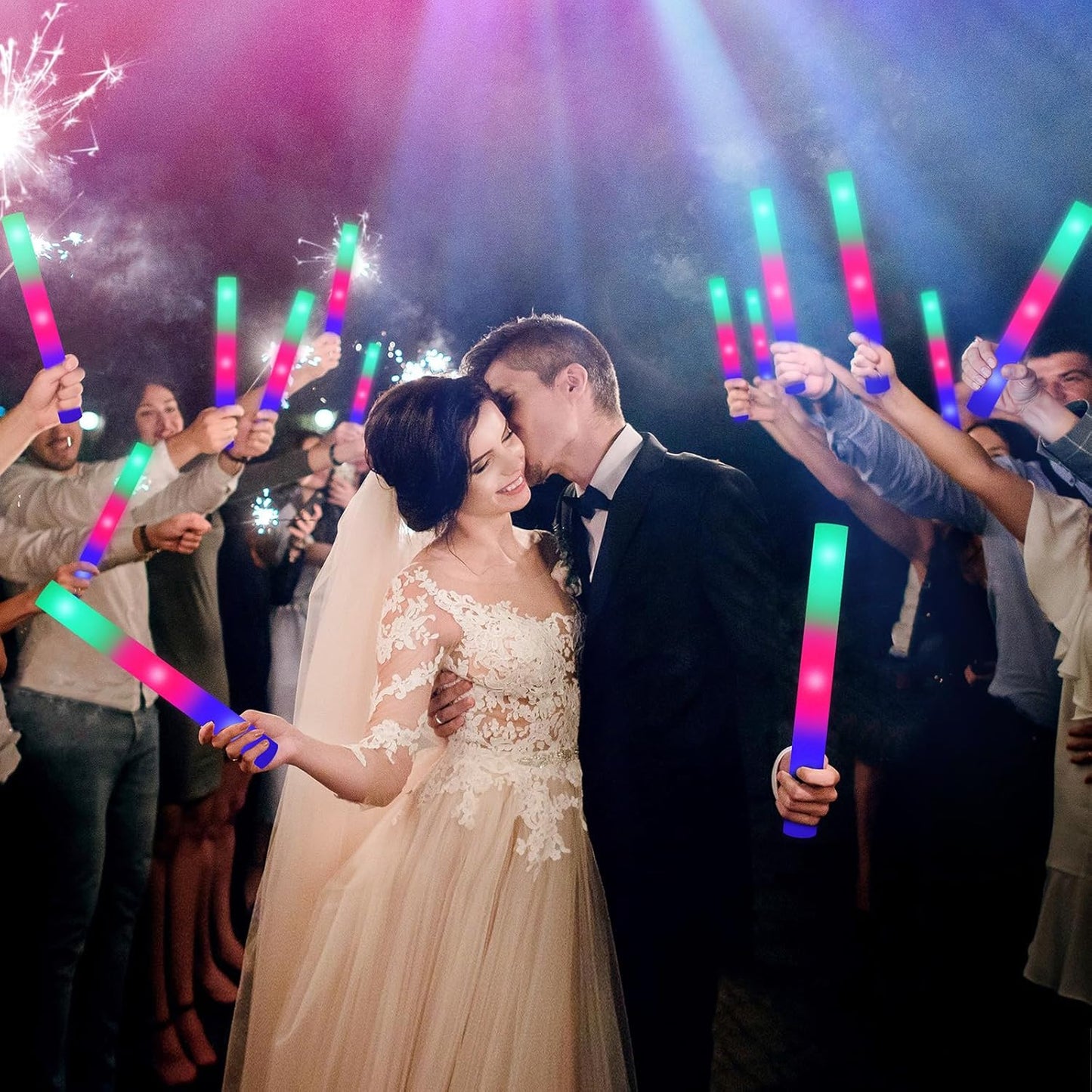 105 PCS LED Foam Glow Sticks, Glow Sticks Bulk Party Pack with 3 Modes Colorful Flashing, Glow in The Dark Party Supplies, Light Up Foam Sticks for Wedding, July 4th, Birthday, Raves, Concert