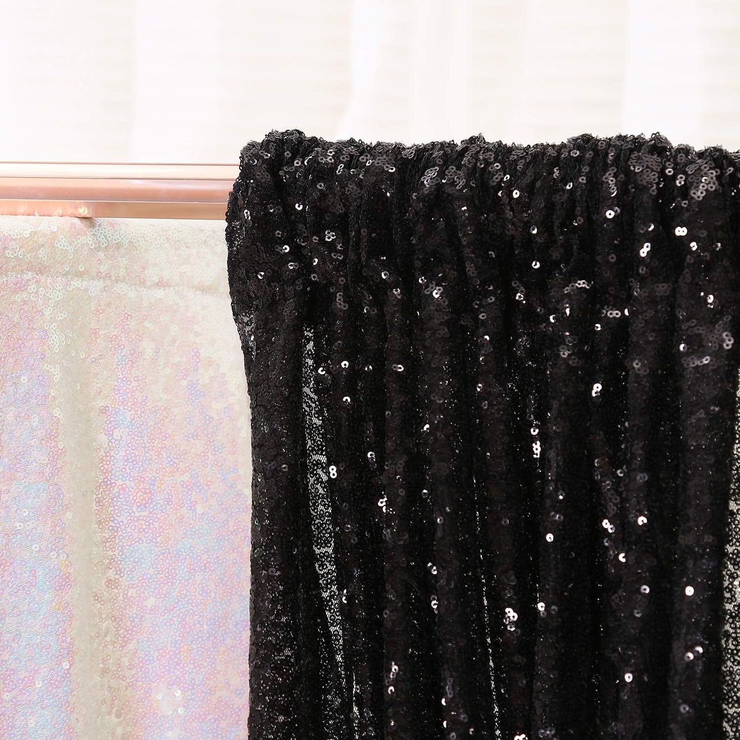 Poise3EHome 6FT x 8FT Black Sequin Photography Backdrop Curtain for Party Decoration