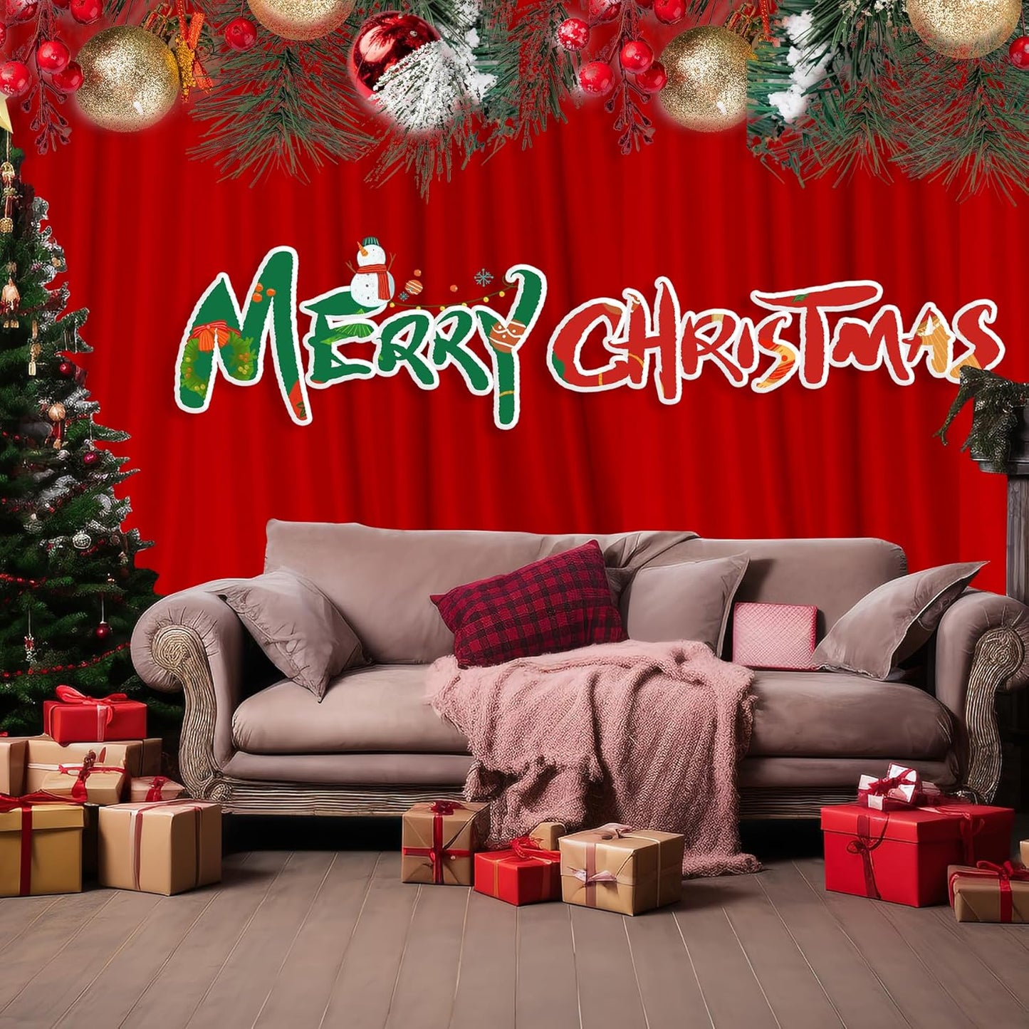 MEETSKY Red Backdrop Curtains for Party Valentine's Day Arch Stage Wedding Ceremony Red Curtains Fabric Photography Backdrop Drapes for BBirthday Party Baby Shower Christmas, 5ft x 7ft, 2 Panels