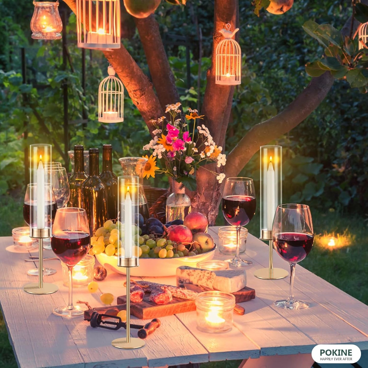 Gold Candle Holders Set of 6 for Glass Taper Candle Holders,Hurricane Candlestick Holder for Home Decor, Wedding, Dinning, Party Decorative, Anniversary (6,Gold)