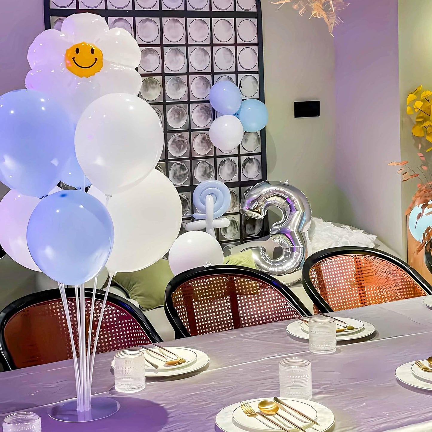 JOYYPOP 8 Sets 28 Inch Balloon Stand Kit, Balloon Holder Stickers Table Decoration Party Birthday Wedding Balloon Supplies Accessories