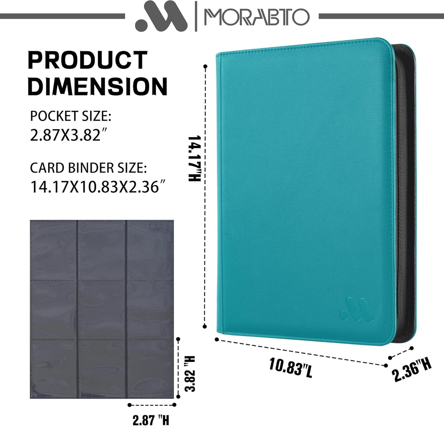 Card Binder 9 Pockets,Trading Card Binder Holds up to 864 Cards with 48 Sleeves,Zipper Card Holder Album Compatible with TCG Card/Game Cards/Sports Card