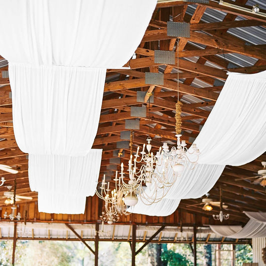 6 Panel White Wedding Drapes, 5ftx10ft Cheesecloth Sheer Fabric Curtains for Wedding Arch, Romantic Ceiling Decorations