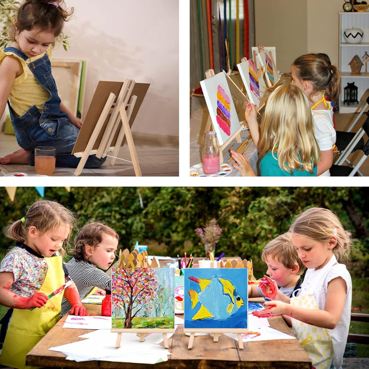 Kinlink 11.8 Inch Tall Wood Easels for Display Set of 12, Display Easel Tabletop, Painting Easel Stand for Artist Students