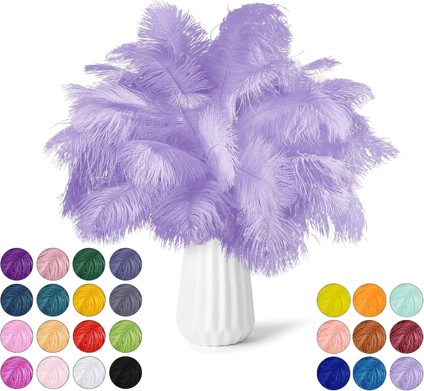 NEWONG 30pcs Light Purple Ostrich Feathers Natural Bulk 11-14inch(28-35cm) Vase Craft Wedding Home Party Centerpieces Christmas Day Decoration