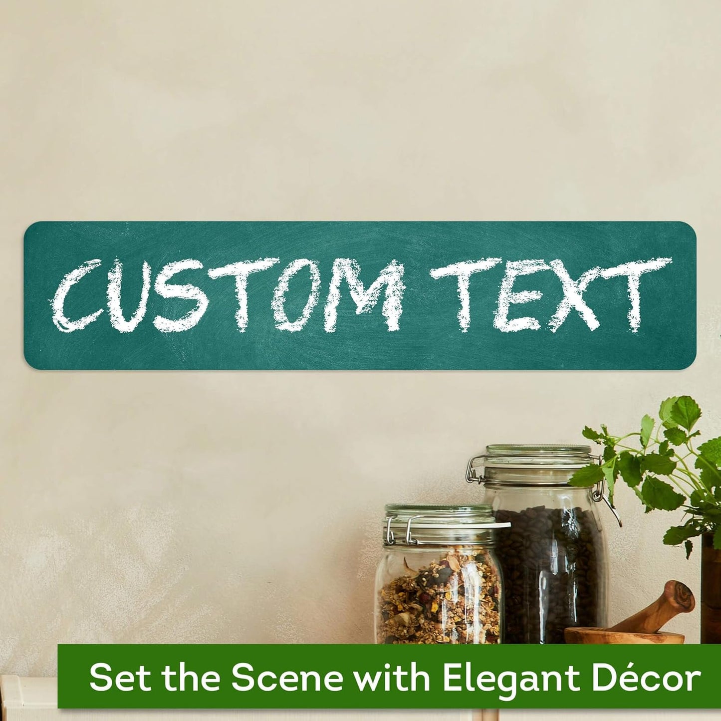 Custom Sign, Custom Street Sign, 11 Font Colors, 13 Font Styles, 4 Hole Options, 22 Sizes, 4x18 Inches, Rust Free DiBound, Fade Resistant, Made in USA by My Sign Center (Chalkboard Green)