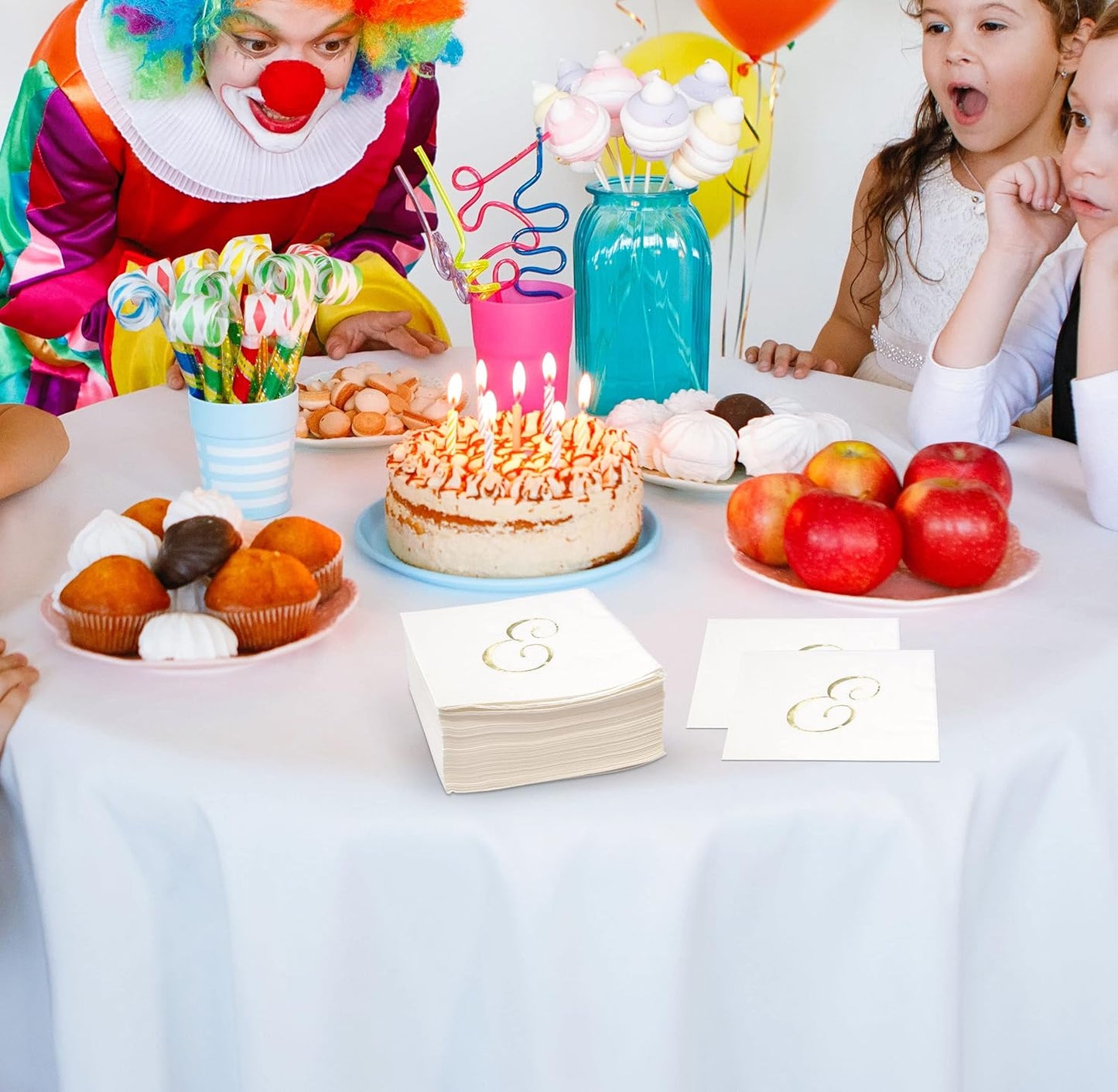 Gift Boutique 100 Gold Monogram Cocktail Napkins Letter E Disposable Paper Hand Towels for Bathroom Wedding Baby Shower Holiday Party Decor