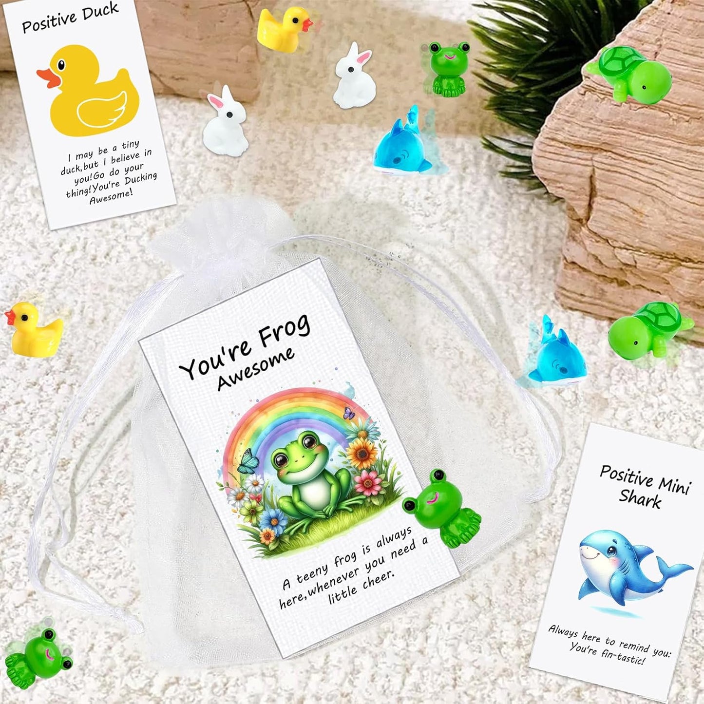 100 Set Employee Appreciation Gifts Bulk for Thank You Staff Back to School Student Teacher Office Coworker Nurse Pocket Gifts Animal Pun Inspirational Note Cards Turtle Shark Frog Duck Rabbit Favors