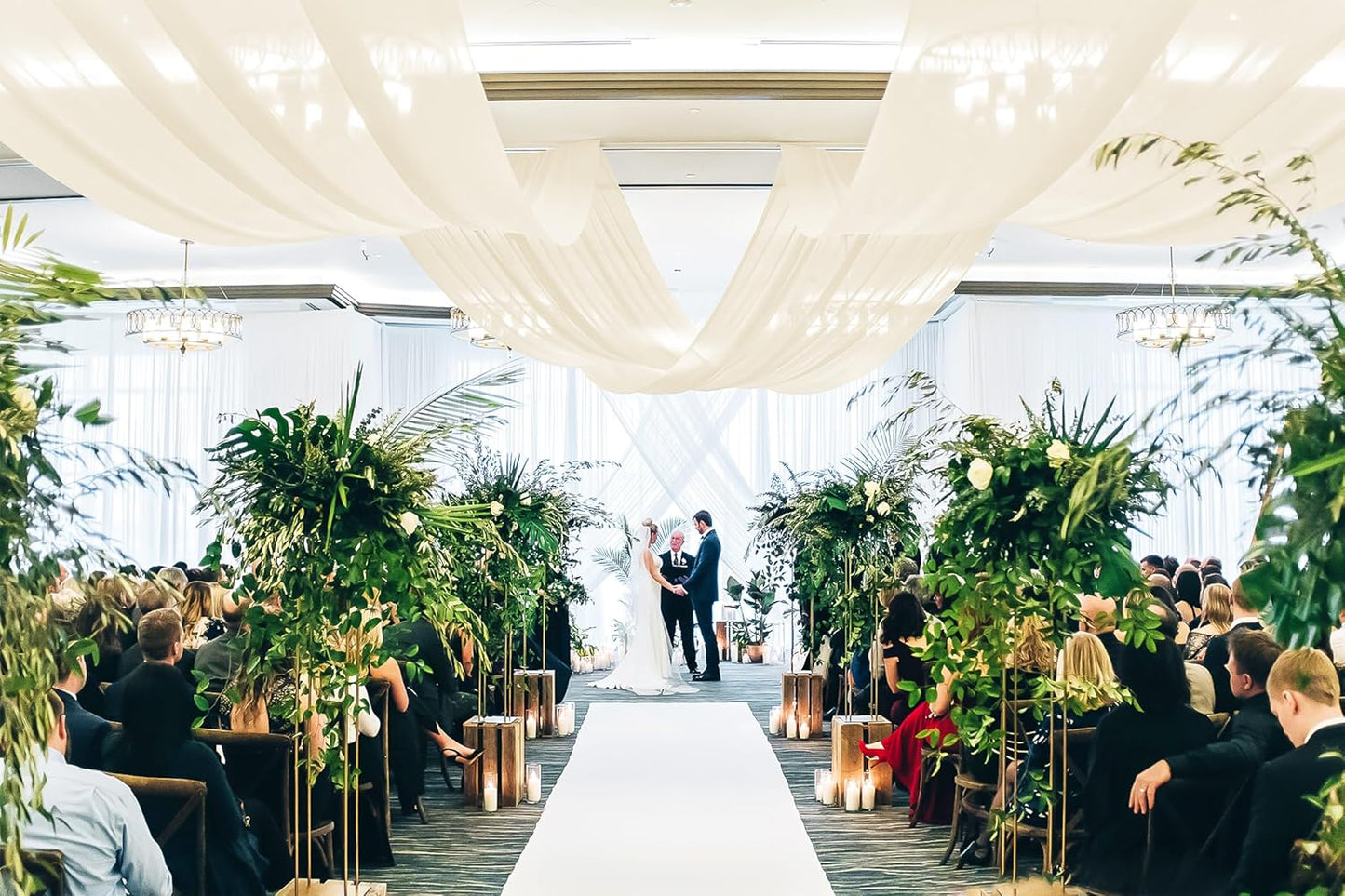 6 Panels Ivory Wedding Drapes, 5ftx20ft Cheesecloth Sheer Fabric Curtain Arch Draping Fabric for Wedding Party Ceremony Stage