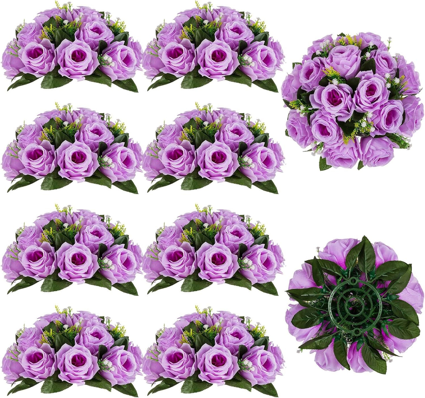 BLOSMON Flower Balls Wedding Rose Centerpieces: 10 Pcs Lilac Fake Flowers Lilac Kissing Balls Decor Lilac Artificial Floral Arrangements Flower Bouquet of Roses Home Party Table DIY Decorations