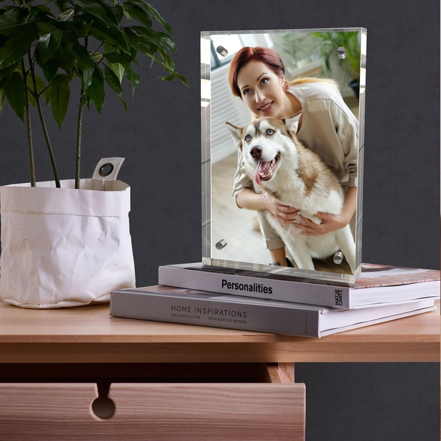 8x10 Inches Acrylic Picture Frames 1 Pack, Double Sided Magnetic Photo Frames,Free Standing on Desk or Table Clear Picture Frames