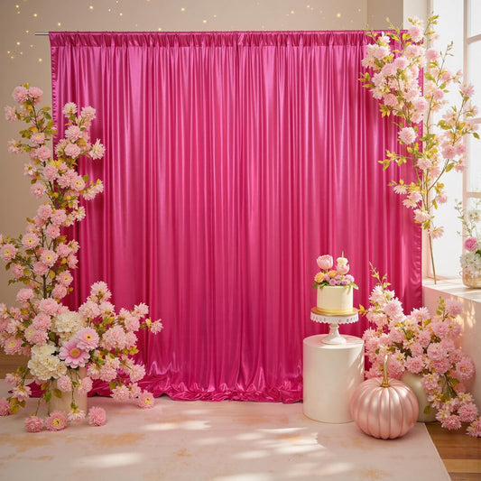 20x10ft Thick Hot Pink Glitter Backdrop Curtain Panels for Parties, Wrinkle Free Sequin Sparking Photo Backdrop Drapes, 4 Panels 5x10ft Shimmer Back Drop Cloth for Wedding Birthday Photography