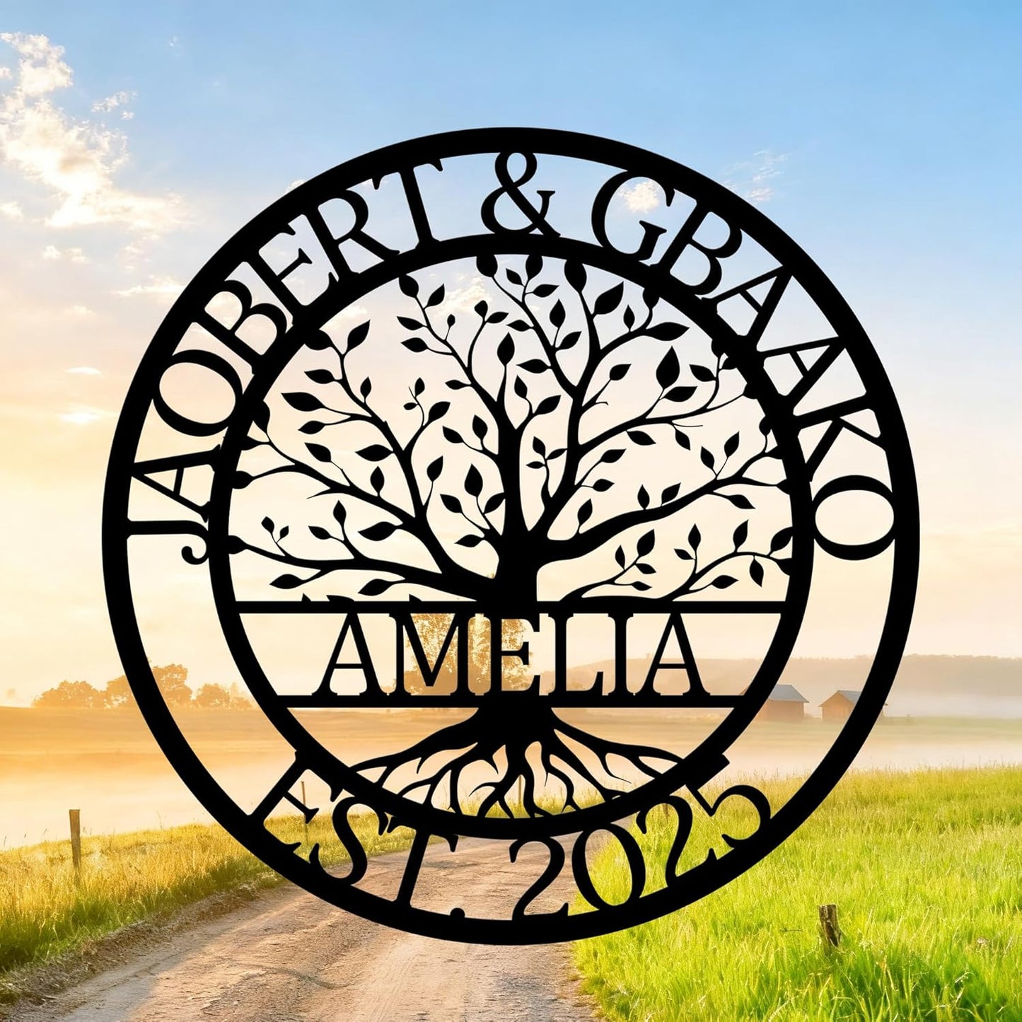 Custom Tree Of Life Metal Signs Wall Art, Personalized Family Last Name Outdoor Metal Signs, Wedding Gifts For Couple, Name Sign Customized Christmas Valentine's Day Housewarming Gifts