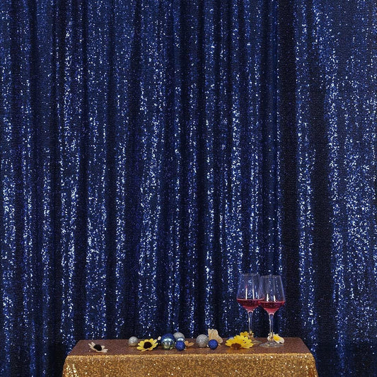 Poise3EHome Blue Sequin Backdrop,8FT x 10FT Sequin Photography Backdrop Curtain for Party Decoration, Navy Blue