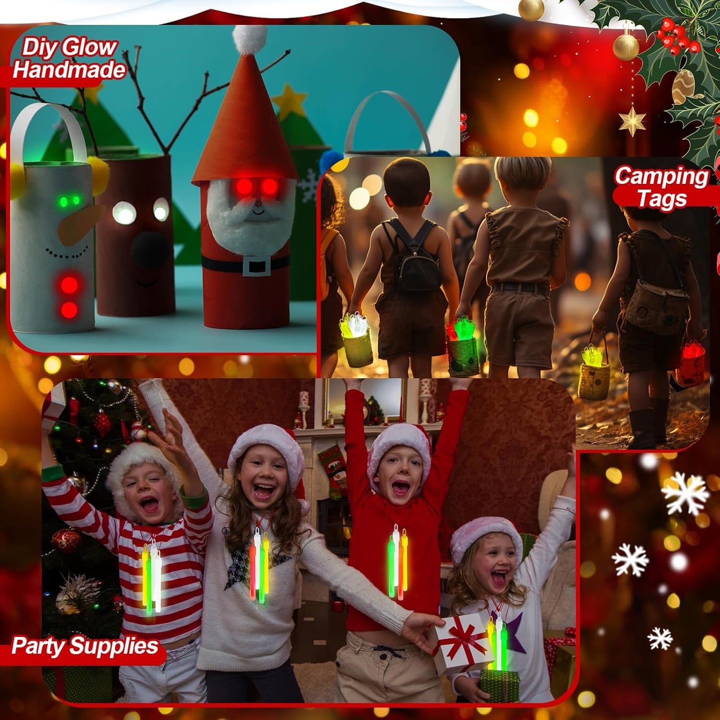 Lewtemi 4" or 6" 100 Pack Bright Glow Sticks Bulk, Glow in The Dark Party Supplies Birthday and Holidays Party Favors