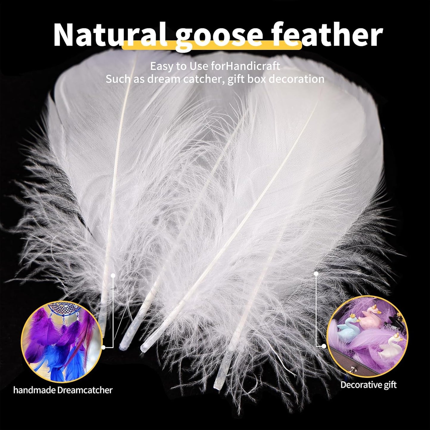 THARAHT 360pcs White Feathers 3-5 inch Craft Feathers Assorted Rainbow Colors Feathers for Kids for DIY Handmade Wedding Home Party Decorations Natural Feather