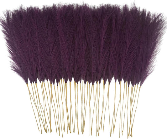 50pcs Pink Faux Pampas Grass Decor, 21.6" Short Artificial Pompous Grass Floral Fake Pompas Grass Branches Vase Filler Flower Arrangement for Home Wedding Boho Decor