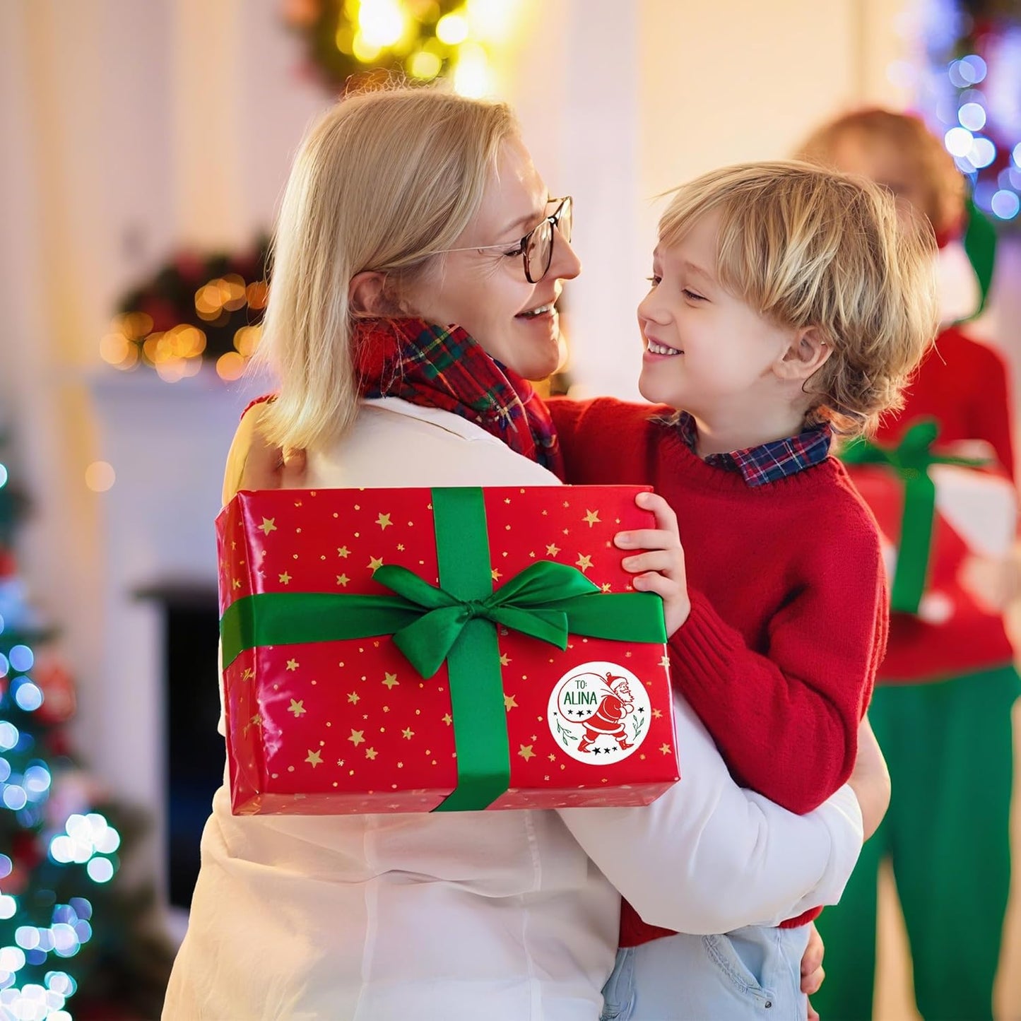 callie Personalized Christmas Stickers - Custom Name, 1.97 Inch Santa Deer Design Waterproof Merry Christmas Stickers Labels for Envelopes Seals Crafts Cards Gifts (30PCS)