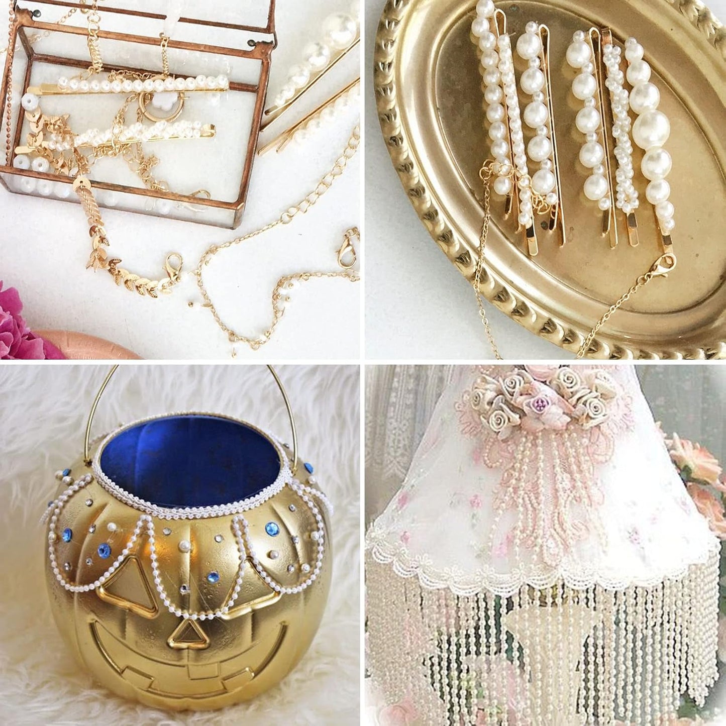 [295Feet] Pearl Beads Garland, 3MM 98 Yards Faux Pearl Beads String Roll Bulk for DIY Craft Wedding Party Christmas Tree Decoration