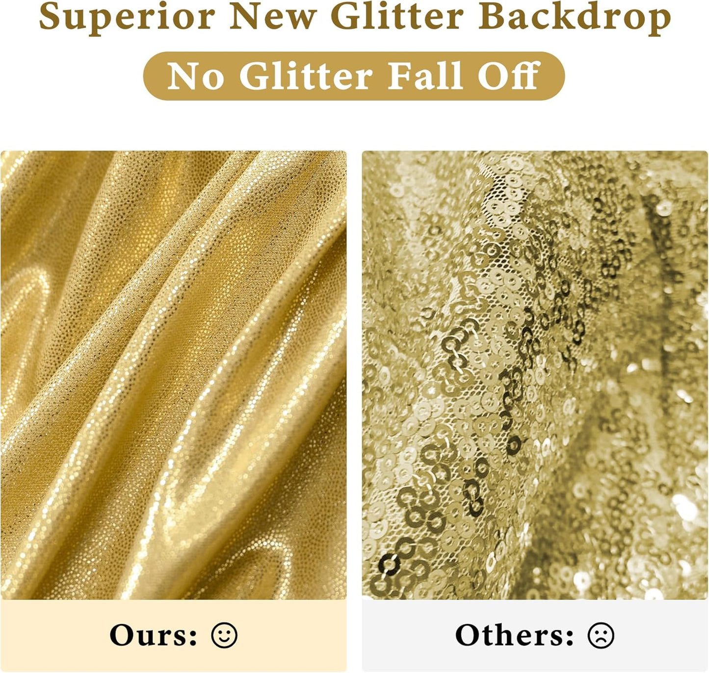 Outpain 30x10ft Gold Sequin Backdrop Curtains -Heavy Duty Gold Photography Backdrops with Non-Shedding Glitter, Wrinkle-Free Stage Drapes for Wedding/Christmas/Studio Shoots (5x10ft 6 Panels)