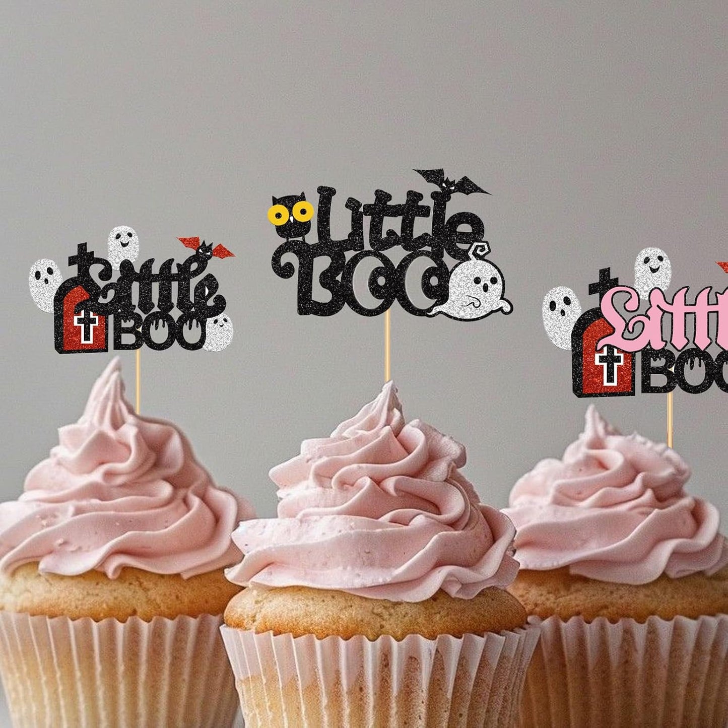 5 Pcs Halloween Cake Toppers Set Cute Ghost Tombstones Cupcake Plugin Ghosts Little Boo Dessert Decorations for Birthday Halloween Party Cake Decoration Supplies