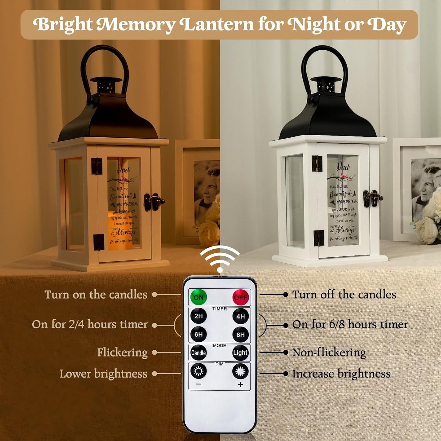 Memorial Lantern - Bereavement Sympathy Gifts for Loss of Loved One Memorial Gifts for Loss of Father Remembrance Gifts Thoughtful Funeral Gifts for Loss of Dad with LED Candle and Remote