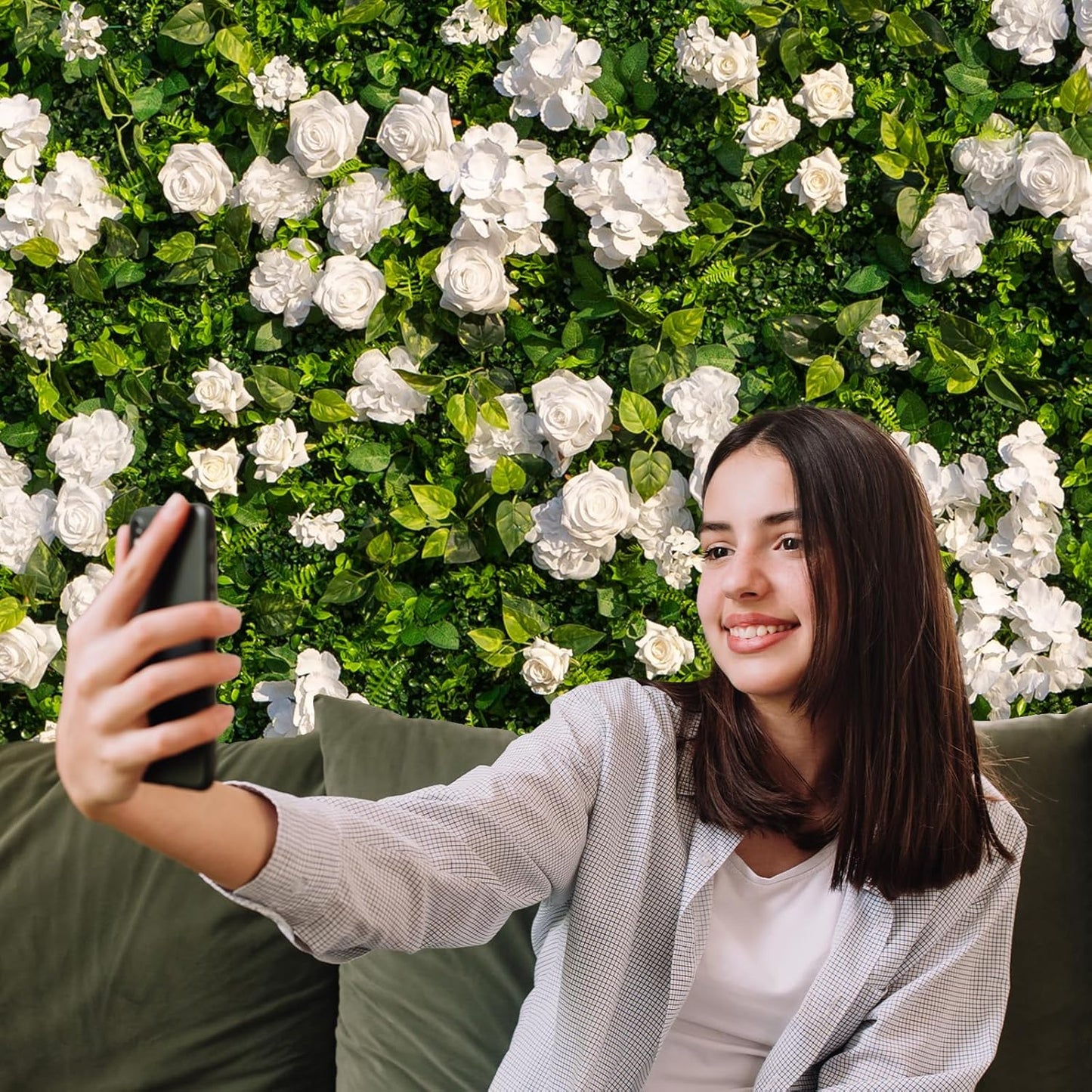 Artificial Luxury‌ Flower Wall Panels, Gorgeous 3D Silk Floral Backdrop for Wedding, Baby Show, Party and Home Decor, Quick Assembly/Storage, Eco ＆ Pet Friendly, 2 pcs, Each Panel 2 * 8 ft.