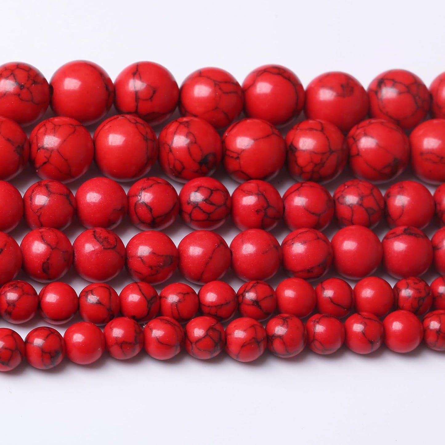 Red Turquoise Stone Beads Gemstone Round Crystal Energy Jade Beads Stone Beads for Jewelry Making DIY Bracelet Necklace Jewelry Making 1 Strand 15.5inch 31PCS 12MM