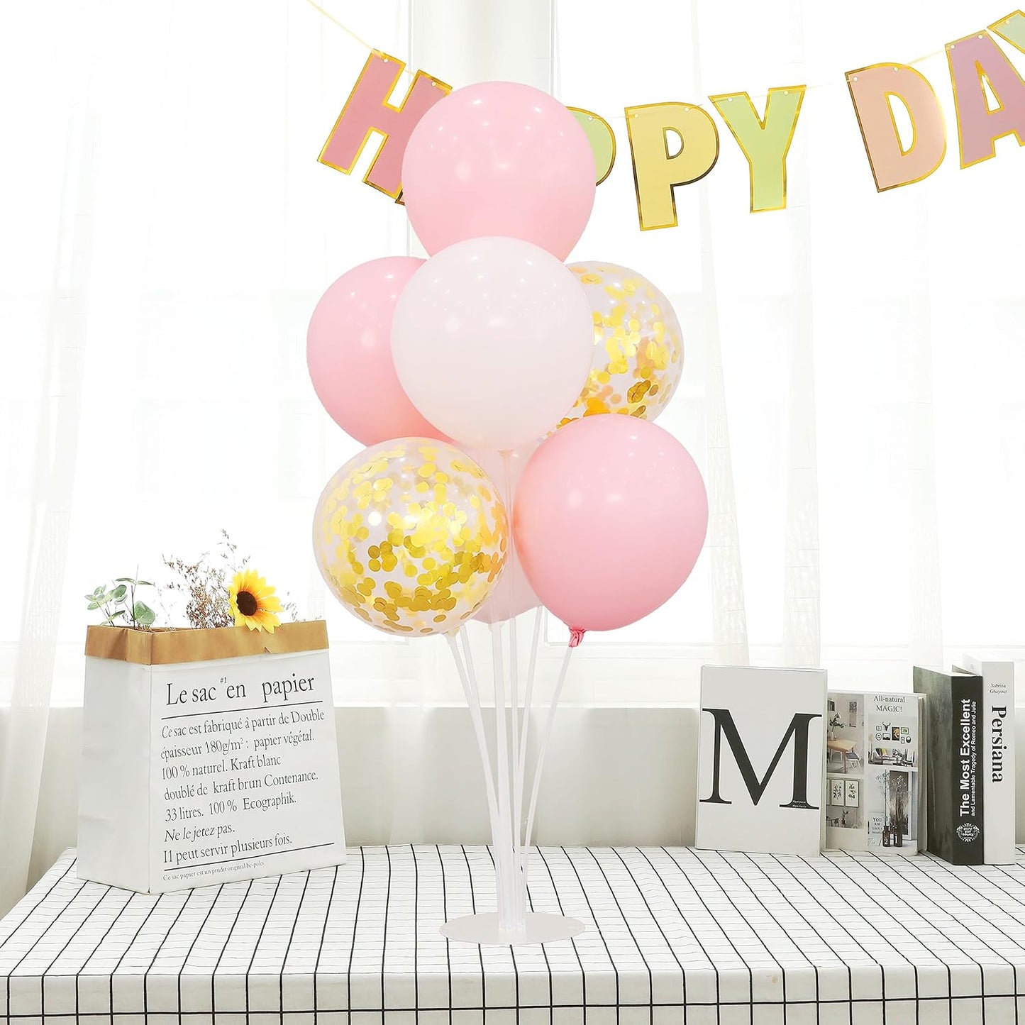 4 Balloon Stand Kit For Table Centerpieces Pastel Pink Balloons Holder Baby Shower Party Decorations