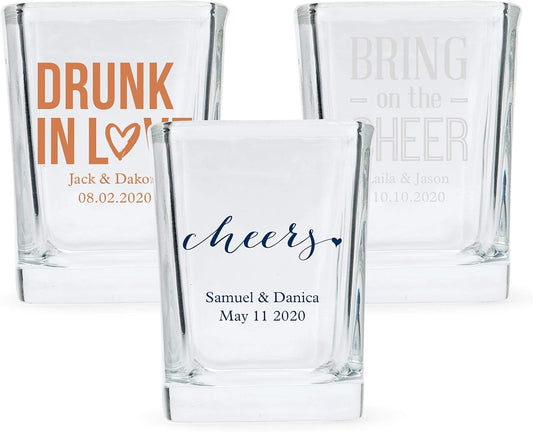 WEDDINGSTAR Personalized 2oz Square Shot Glass Customizable Full Color Print - 108 pack