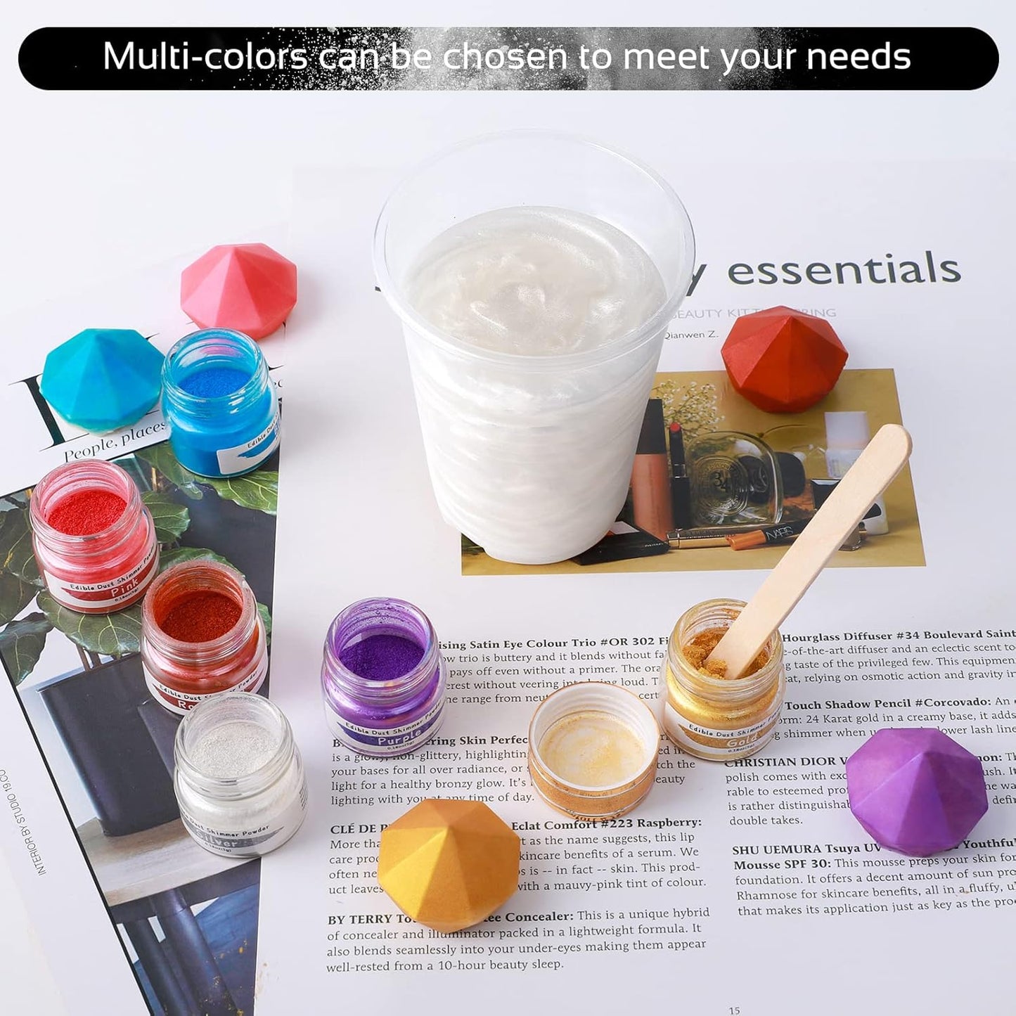 Jelife White Edible Luster Dust - 5 Grams Food Grade Cake Dust Shimmer Powdered, Edible Metallic Powder Food Coloring for Cake Decorating, Chocolates, Fondant, Drinks, Painting & More, Vegan