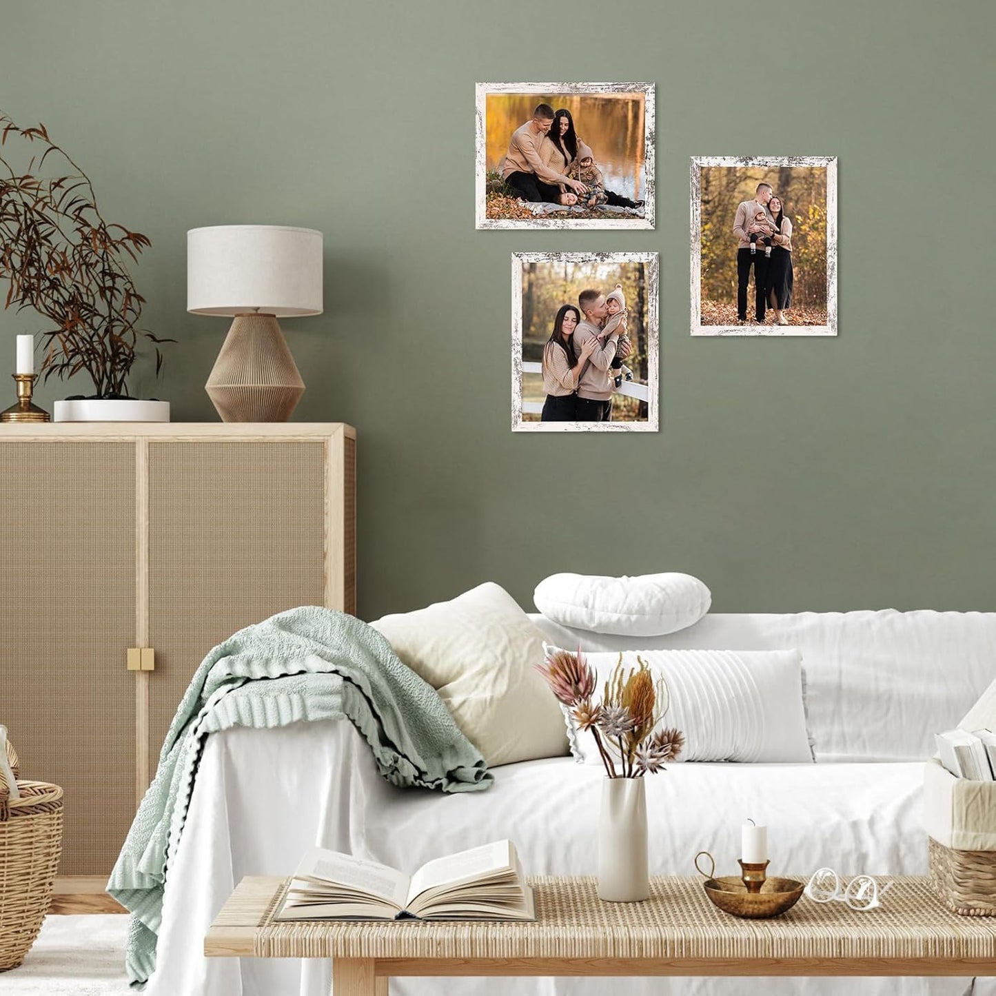 PETAFLOP Wooden Bulk 8x10 Picture Frame Set of 18, White Distressed Photo Frames Fits 8 by 10 for Wall or Tabletop Display