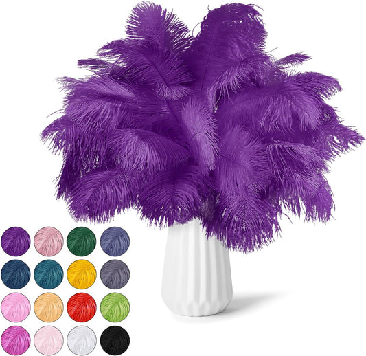 NEWONG 30pcs Purple Ostrich Feathers Natural Bulk 9-12inch(23-30cm) Vase Craft Wedding Home Party Centerpieces Christmas Day Decoration