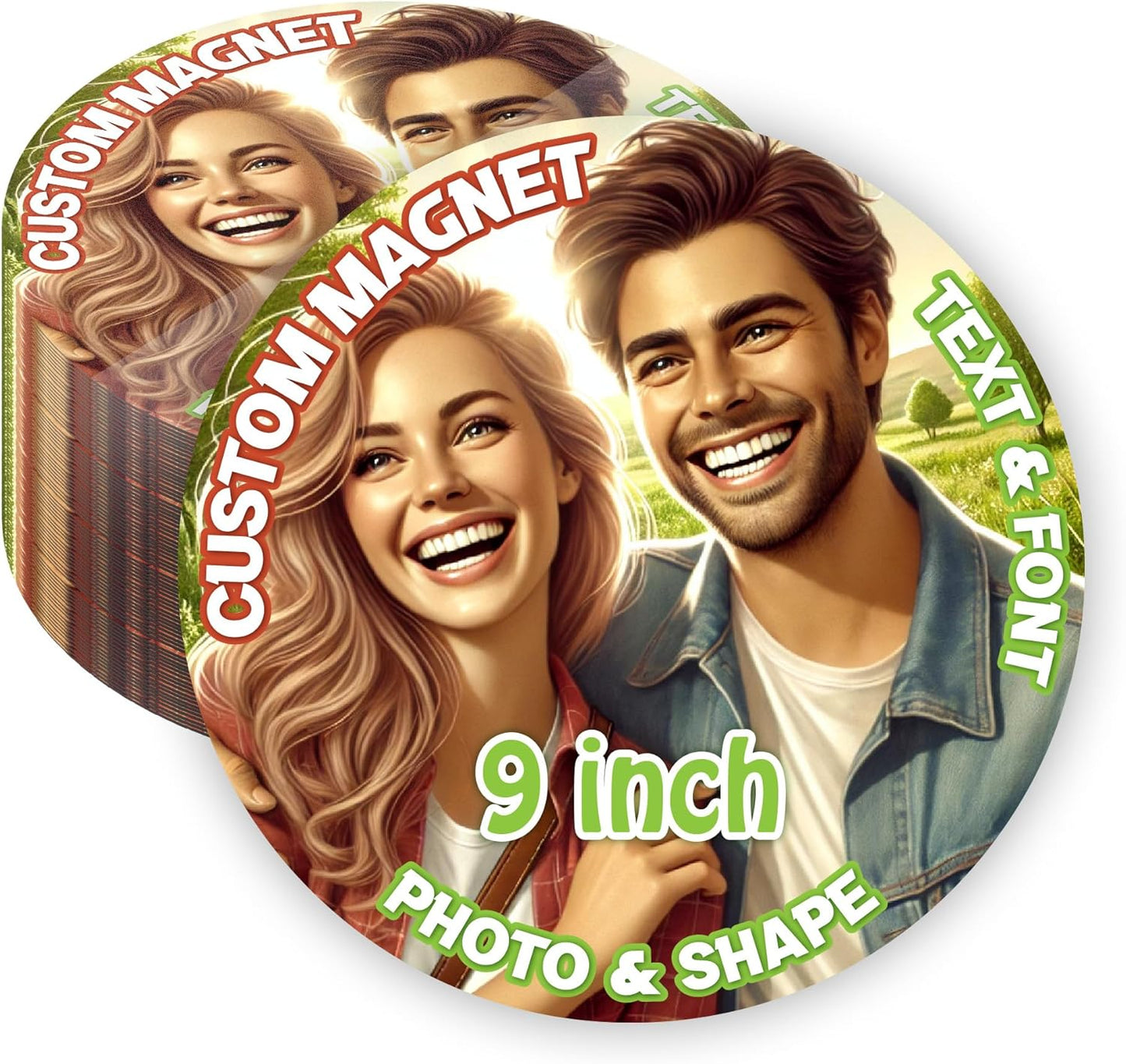 KETABAO – 9" Circle Photo Magnets for Refrigerators, Cars and Offices – Customizable Magnetic Decor