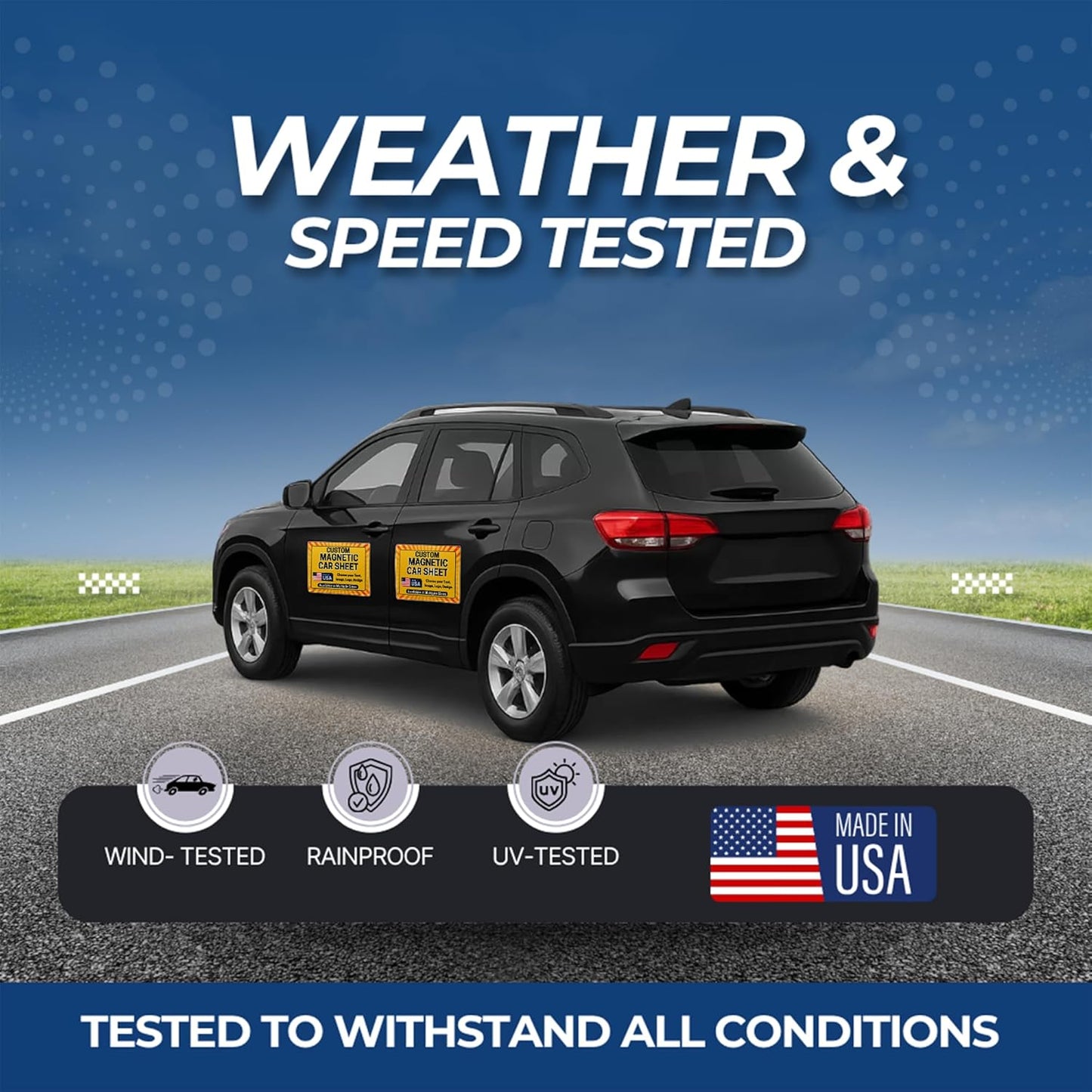 Pack of 2 Custom Car Magnets by DC– Personalized Magnetic Car Signs | Car Door Magnets for Advertising, Car Decor, Car Magnet Sheets & Customizable Truck Magnet | Multiple Sizes | Made in USA